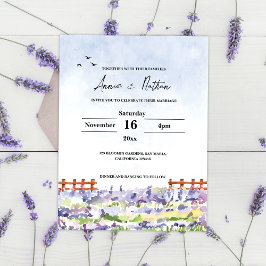 Lavender Fields Landscape Hochzeit Einladung Postkarte