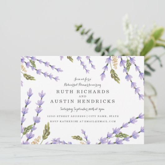 Lavender Fields Probe Dinner Einladung (Stehend Vorderseite)