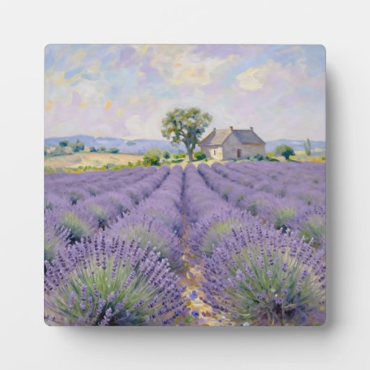 Lavender Fields Provence Cottage Impressionist Fotoplatte (Vorderseite)
