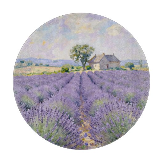 Lavender Fields Provence Cottage Impressionist Schneidebrett (Vorderseite)