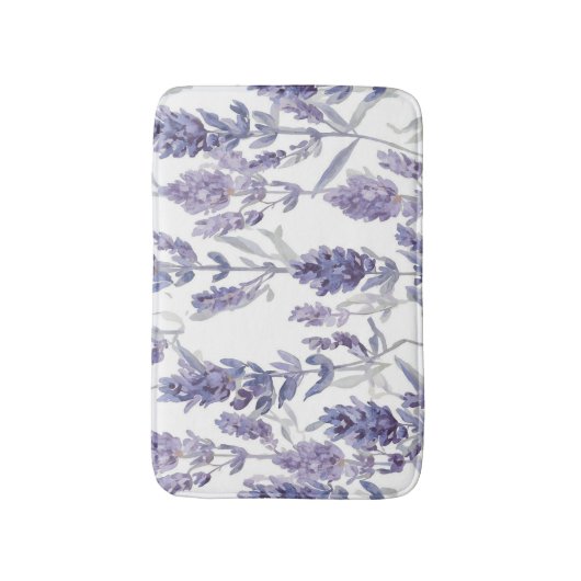 Lavender Fields | Purple Watercolor Flower Pattern Badematte (Vorderseite Vertikal)
