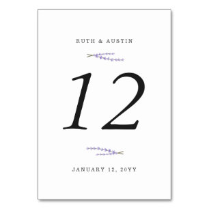 Lavender Fields-Tischnummer Tischnummer