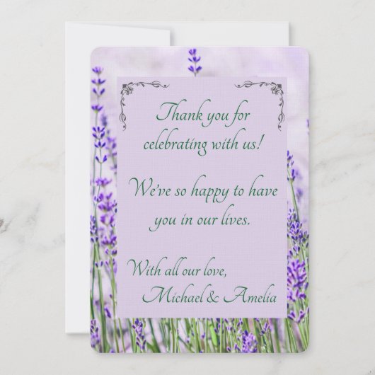 Lavender Fields Wedding Dankeschön Card Dankeskarte (Vorderseite)