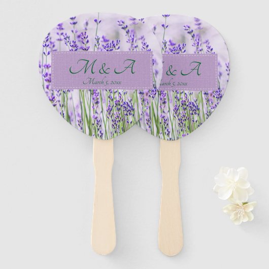 Lavender Fields Wedding Hand Fans Fächer (Vorne und Hinten)