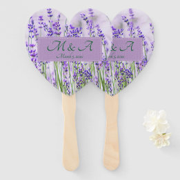 Lavender Fields Wedding Heart Hand Fans Fächer