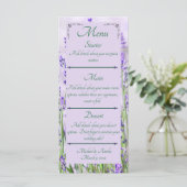 Lavender Fields Wedding Menu Menükarte (Stehend Vorderseite)