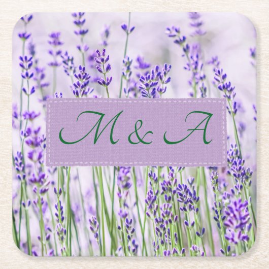 Lavender Fields Wedding Square Paper Untersetzer (Vorderseite)