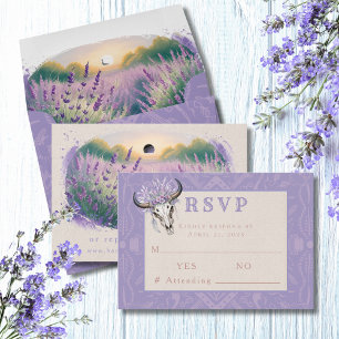 Lavender Fields Western Boho Wedding RSVP Card Karte