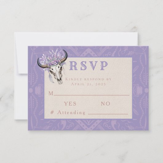Lavender Fields Western Boho Wedding RSVP Card Karte (Vorderseite)