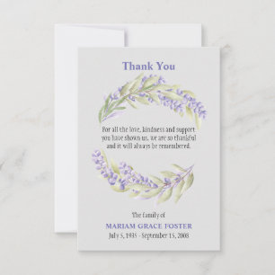 Lavender Fiels Bereavement Danke Karte