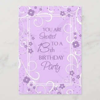 Lavender Floral 13. Geburtstagsparty Einladungen