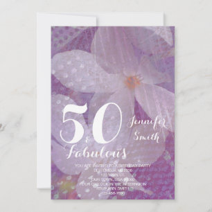 Lavender Floral 50 & Fabulous Geburtstagseinladung Einladung
