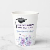 Lavender Floral Abschluss Pappbecher (Rückseite)