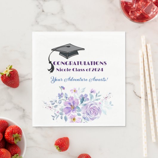 Lavender Floral Abschluss Serviette (Beispiel)