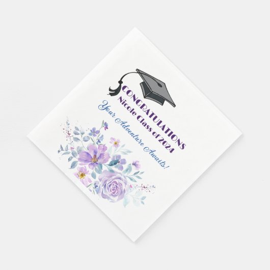 Lavender Floral Abschluss Serviette (Ecke)