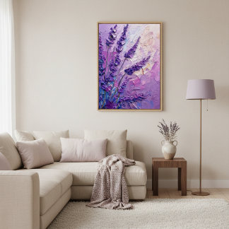 Lavender Floral Abstract Oil Painting Wall Art Poster