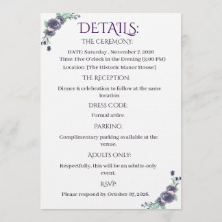 Lavender Floral All-in-One Wedding Invite Einladung