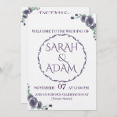 Lavender Floral All-in-One Wedding Invite Einladung (Vorne/Hinten)