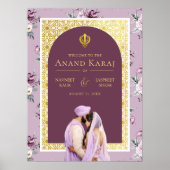 Lavender Floral Anand Karaj Wedding Welcome Sign Poster (Vorne)