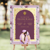 Lavender Floral Anand Karaj Wedding Welcome Sign Poster