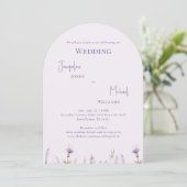 Lavender Floral Arched Wedding Einladung (Stehend Vorderseite)