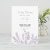 Lavender Floral Baby Dusche Einladung (Stehend Vorderseite)