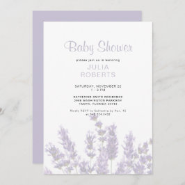 Lavender Floral Baby Dusche Einladung