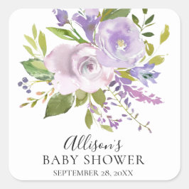 Lavender Floral Baby Dusche Umschlag Aufkleber