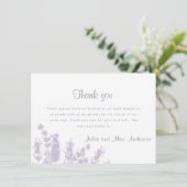Lavender Floral Baby Dusche Vielen Dank Einladung (Stehend Vorderseite)