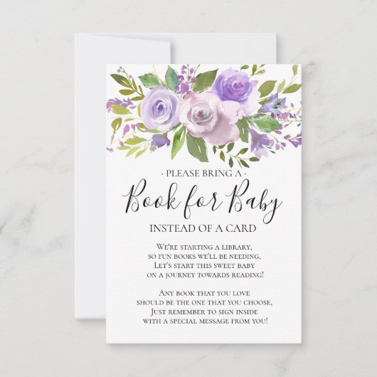 Lavender Floral Baby Shower Book for Baby Einladung (Vorderseite)