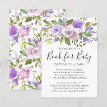 Lavender Floral Baby Shower Book for Baby
