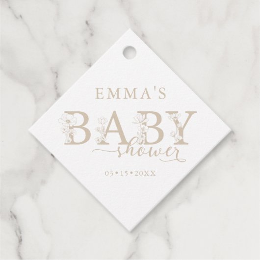 Lavender Floral Baby Shower | Elegant Wildflower Geschenkanhänger (Vorderseite)