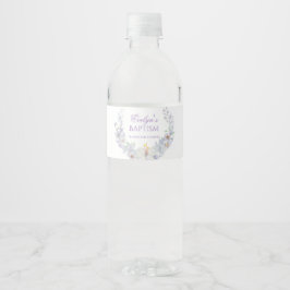 Lavender Floral Baptism Water Bottle Label Wasserflaschenetikett