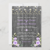 Lavender Floral Barn Holz String Lights Hochzeit Einladung (Vorderseite)