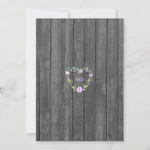 Lavender Floral Barn Holz String Lights Hochzeit Einladung (Rückseite)
