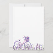 Lavender Floral Bicycle Baby Dusche Einladung (Rückseite)