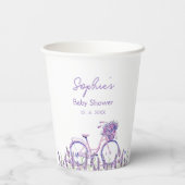Lavender Floral Bicycle Baby Dusche Pappbecher (Rückseite)