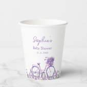 Lavender Floral Bicycle Baby Dusche Pappbecher (Vorderseite)