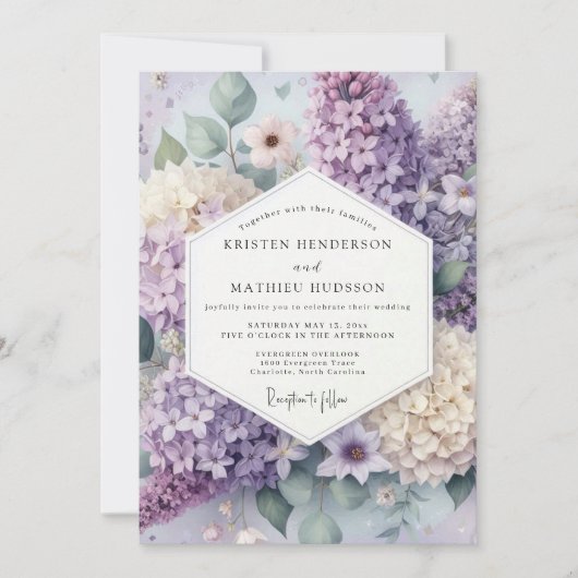 Lavender Floral Bloom Wedding Einladung (Vorderseite)