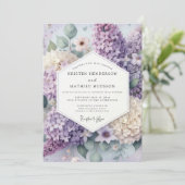 Lavender Floral Bloom Wedding Einladung (Stehend Vorderseite)