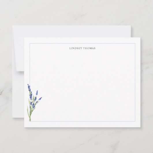 Lavender Floral Border Personalized Stationery Mitteilungskarte (Vorderseite)