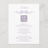 Lavender Floral Border QR Code Wedding Details Begleitkarte (Vorderseite)