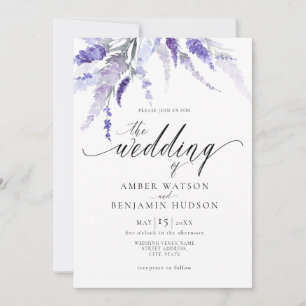 Lavender Floral Botanical Lilac Lila Hochzeit Einladung