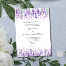 Lavender Floral Botanisches Elegantes Hochzeitsfes
