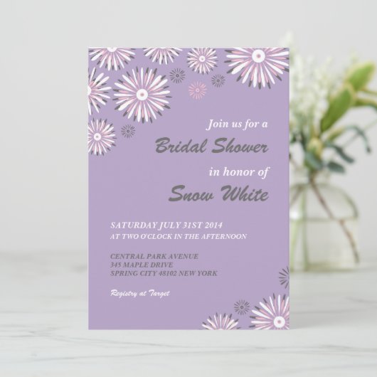 Lavender Floral Brautparty Hochzeit Einladung (Stehend Vorderseite)