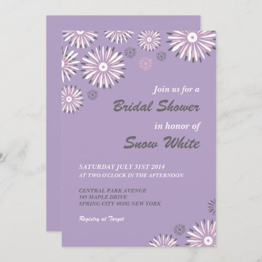 Lavender Floral Brautparty Hochzeit Einladung (Vorne/Hinten)