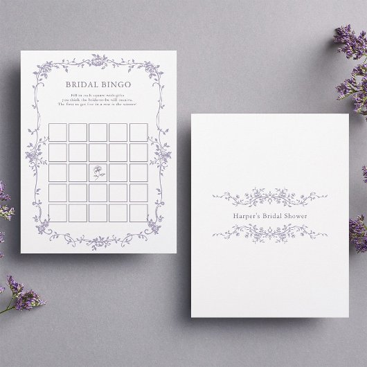 Lavender Floral 'Bridal Bingo' Bridal Shower Game