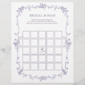Lavender Floral 'Bridal Bingo' Bridal Shower Game (Vorderseite)