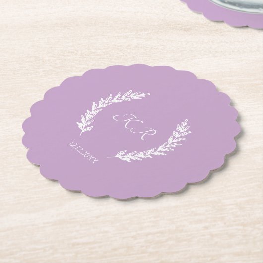 Lavender Floral Bride Groom Initials Wedding Untersetzer (angewinkelt)