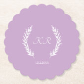 Lavender Floral Bride Groom Initials Wedding Untersetzer (Vorderseite)